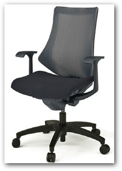イトーキ エフチェア（f-chair）　メッシュバック　ストライプレイヤーファブリック　ハイバック　ベースカラーT1（ブラック）樹脂脚　T型肘　"イトーキ オフィスチェア KG-175JA(M)-T1T1"