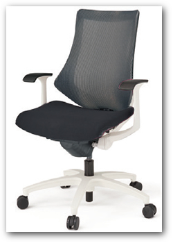 イトーキ エフチェア（f-chair）　メッシュバック　ストライプレイヤーファブリック　ハイバック　ベースカラーW9（ホワイト）樹脂脚　T型肘　"イトーキ オフィスチェア KG-175JA(M)-W9T1"